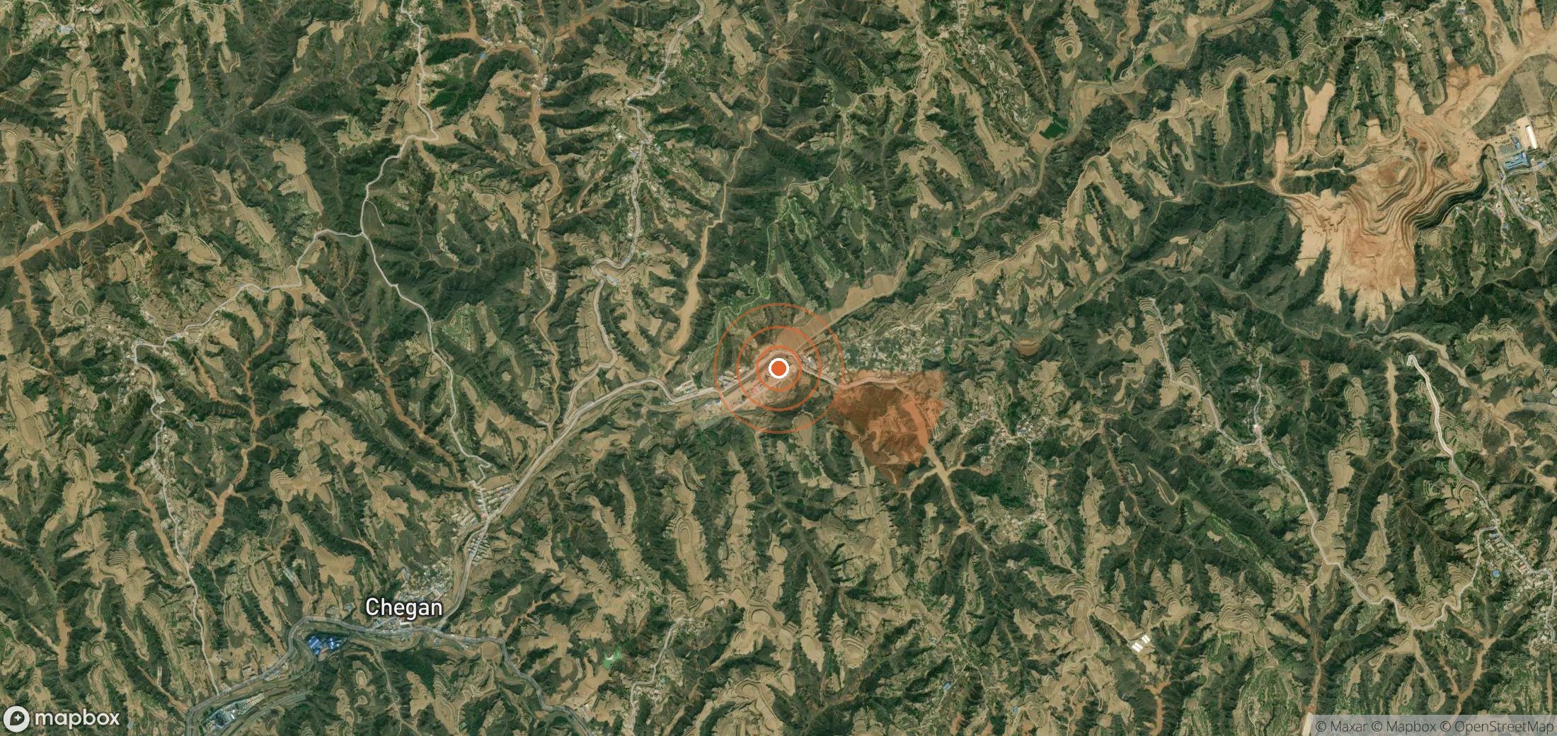 Mapa satelital de plumas de metano en China