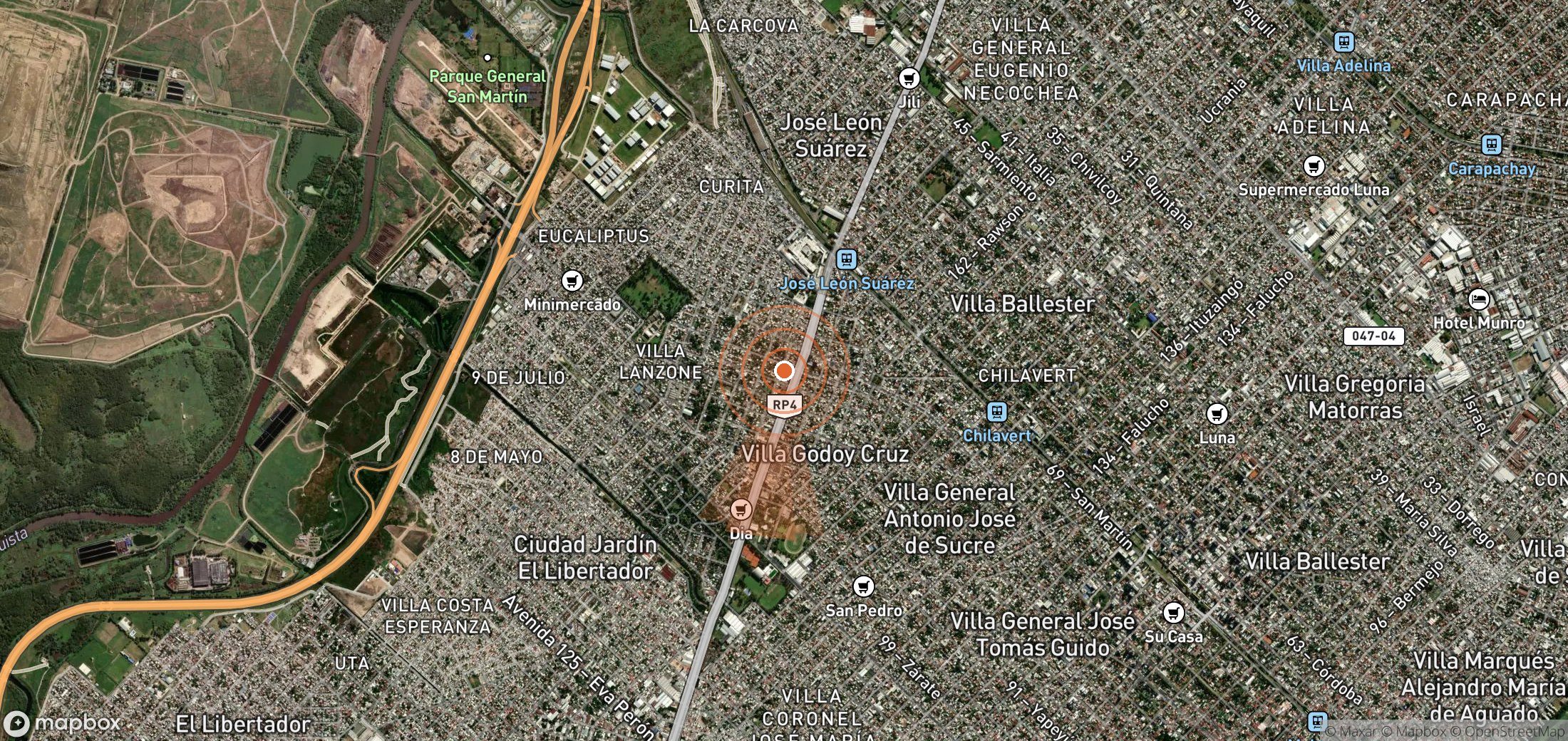 Satellite map of methane plume locations in Argentina