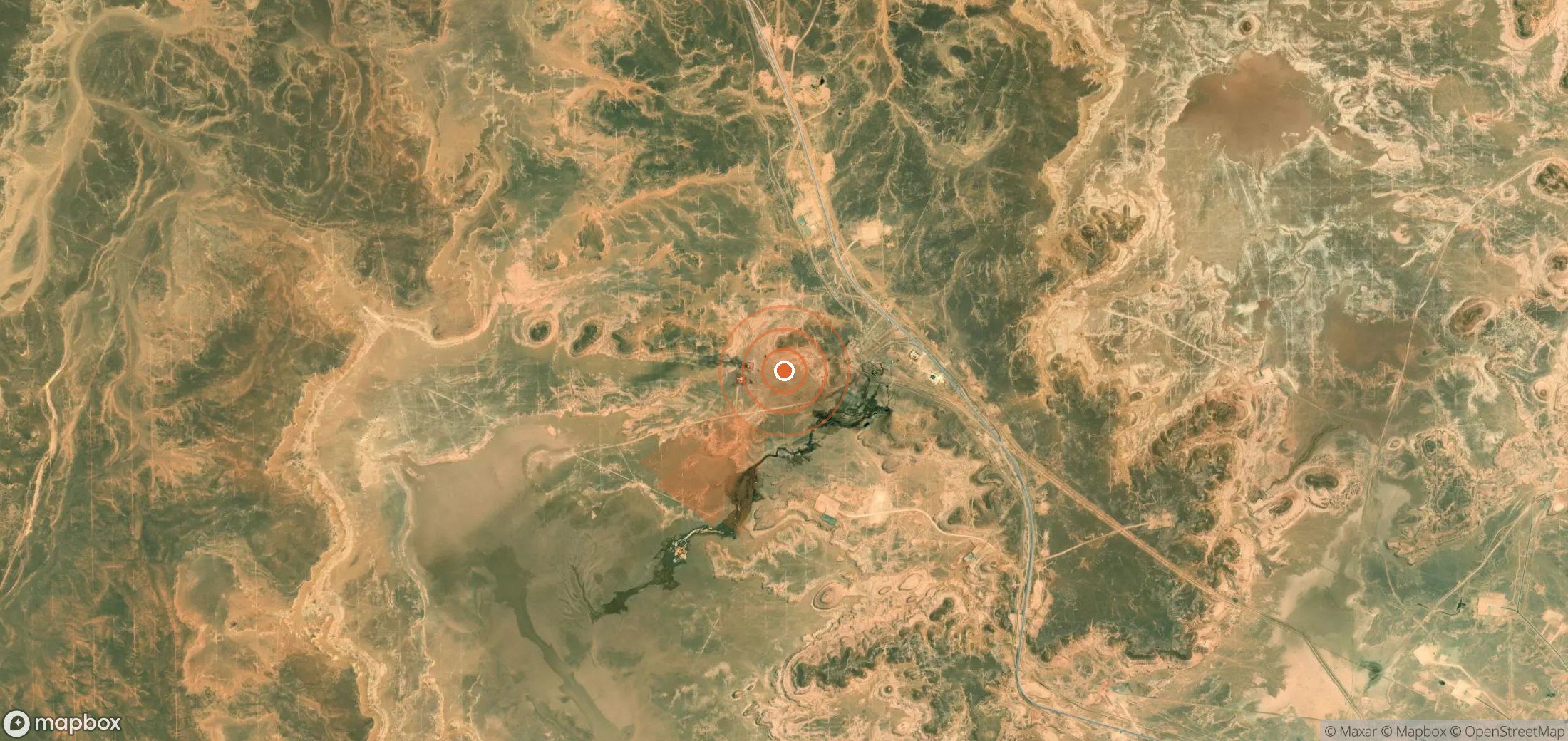 Satellite map of methane plume locations in Algeria