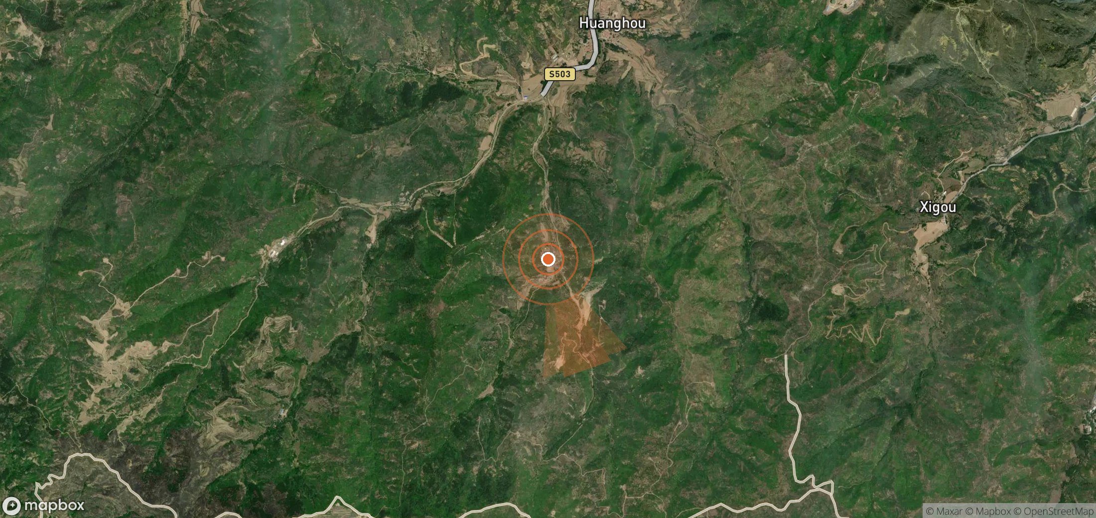 Satellite map of methane plume locations in China
