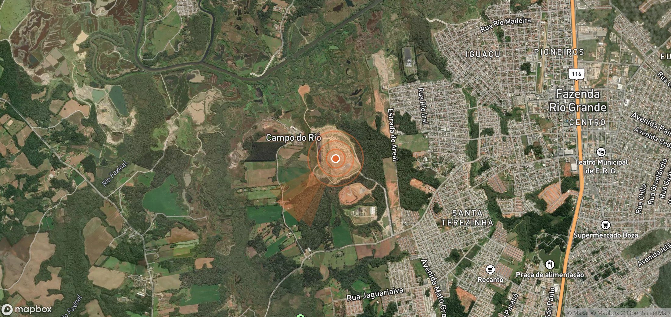 Satellite map of methane plume locations in Brazil