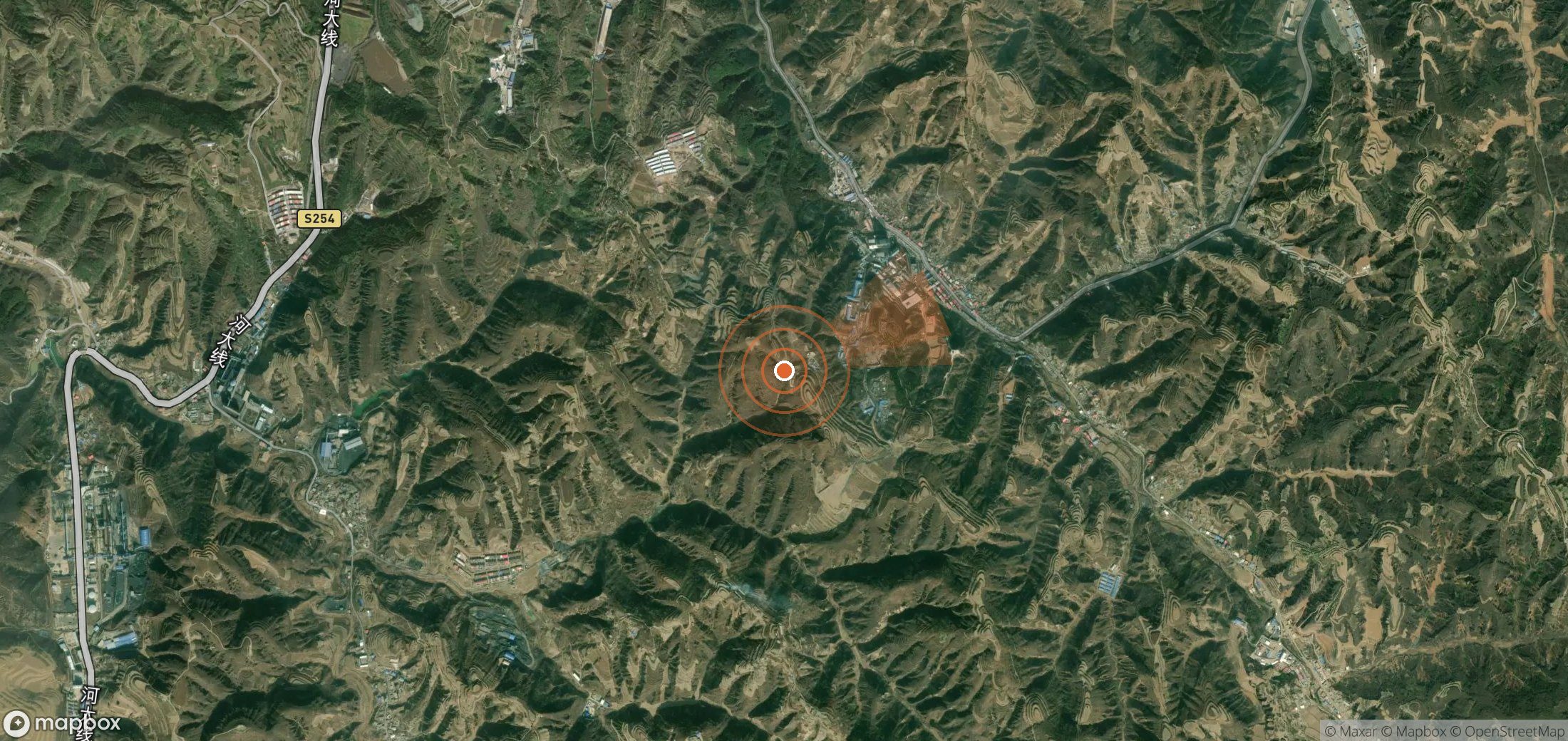 Mapa satelital de plumas de metano en China