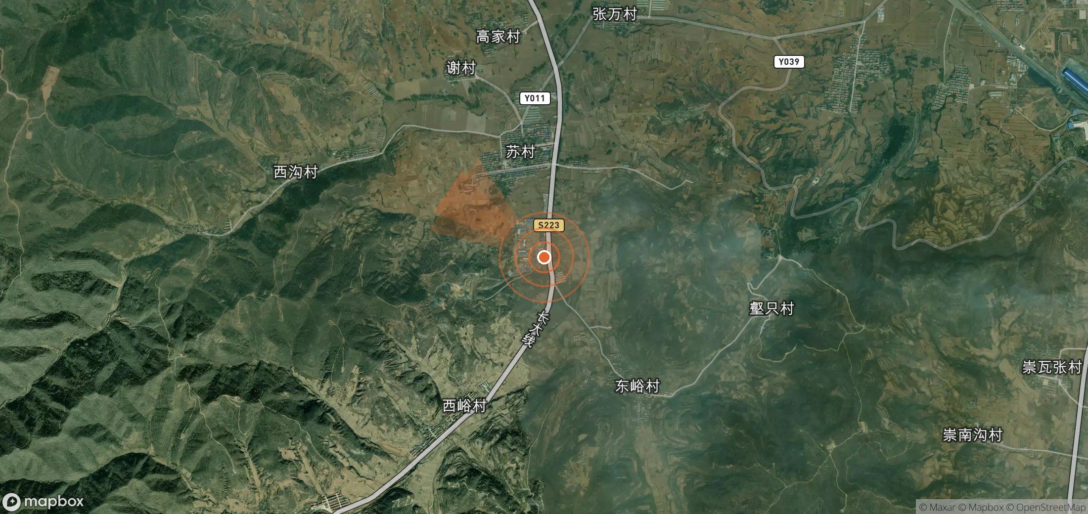 Mapa satelital de plumas de metano en China