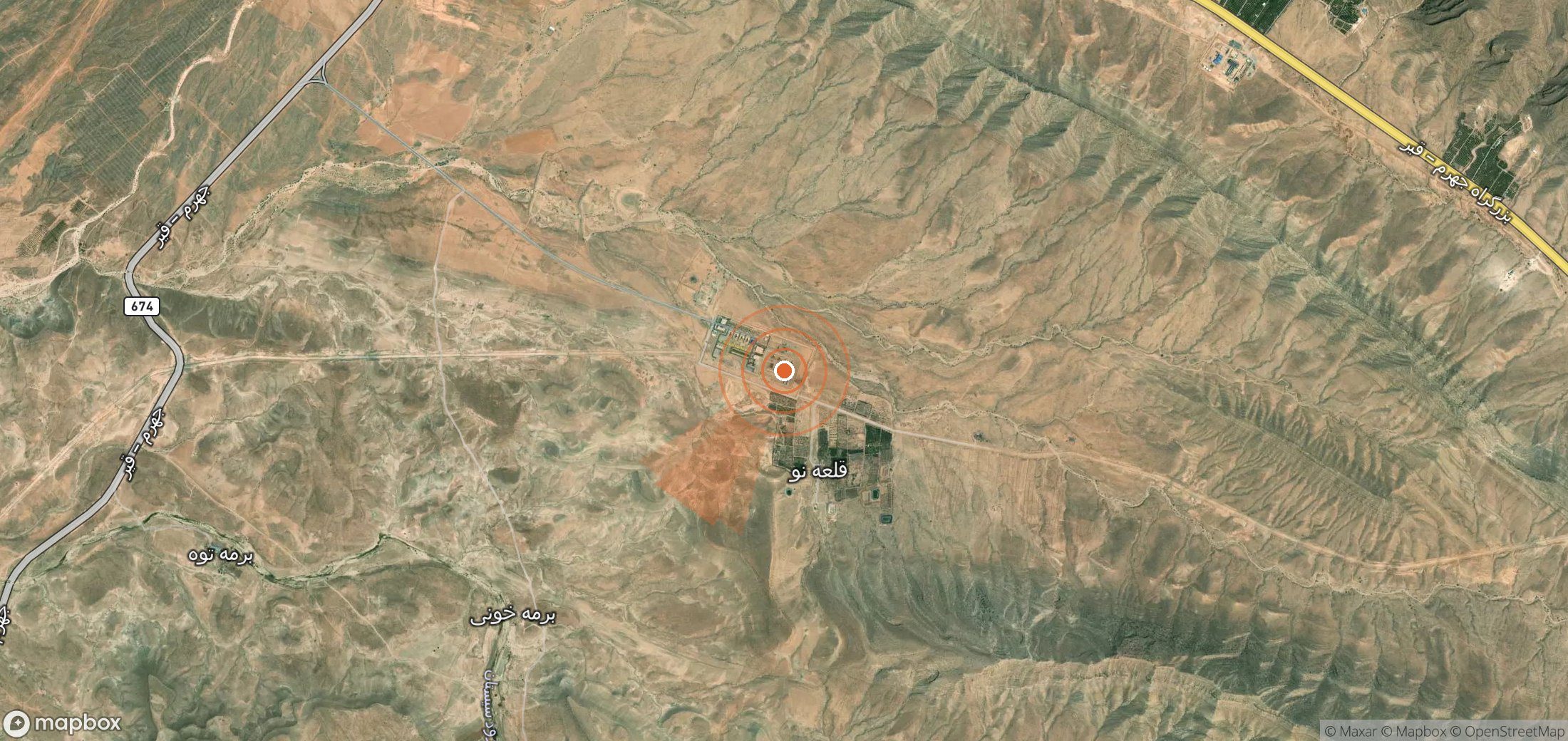 Mapa satelital de plumas de metano en Irán