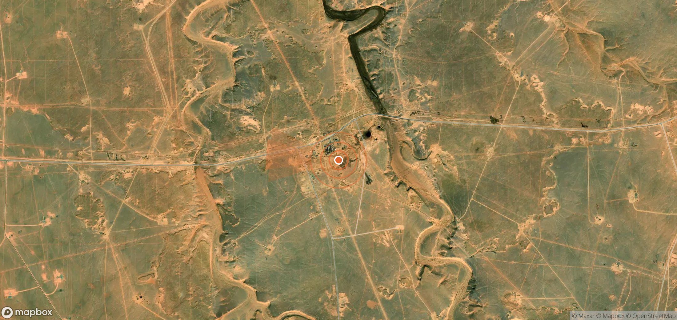 Satellite map of methane plume locations in Algeria