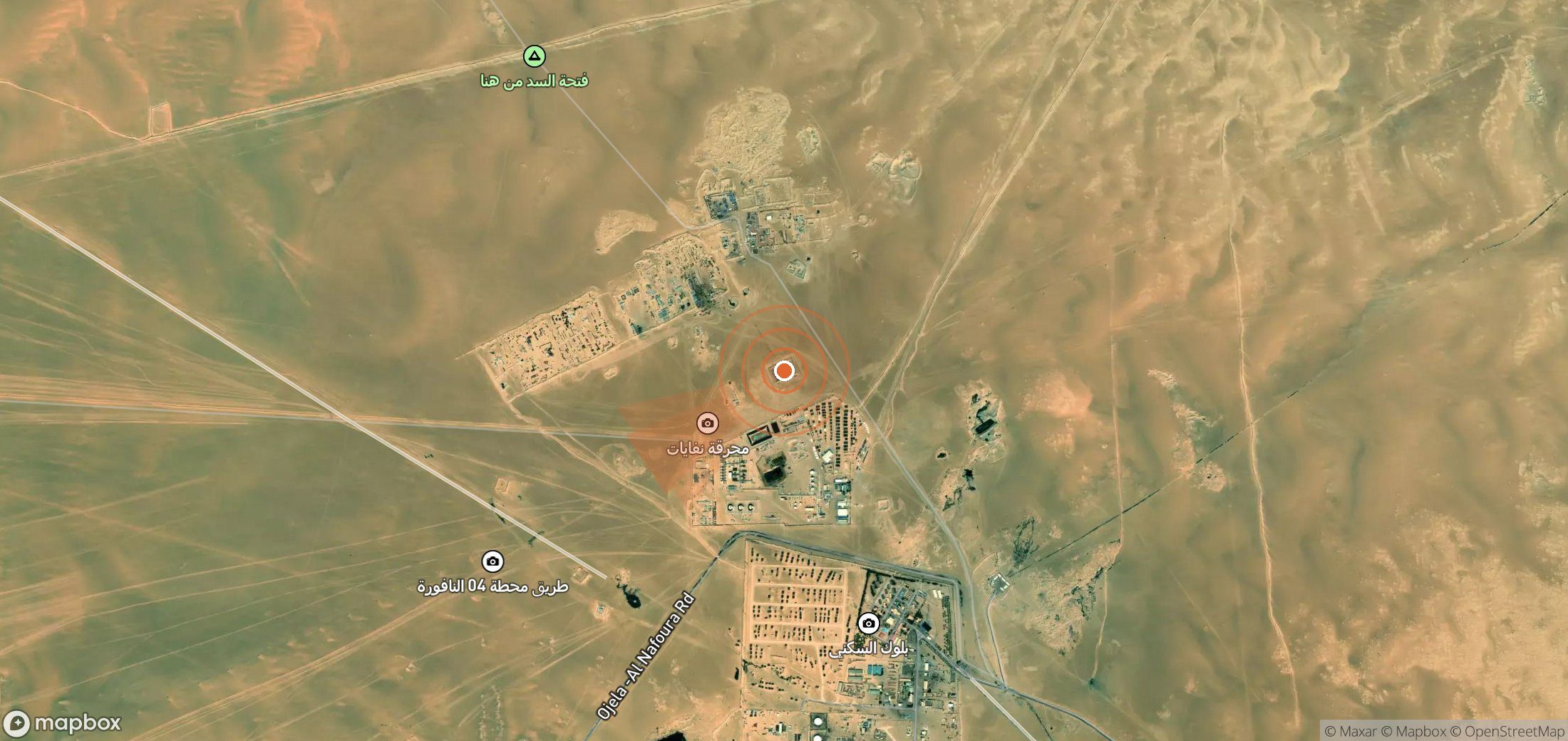 Satellite map of methane plume locations in Libya