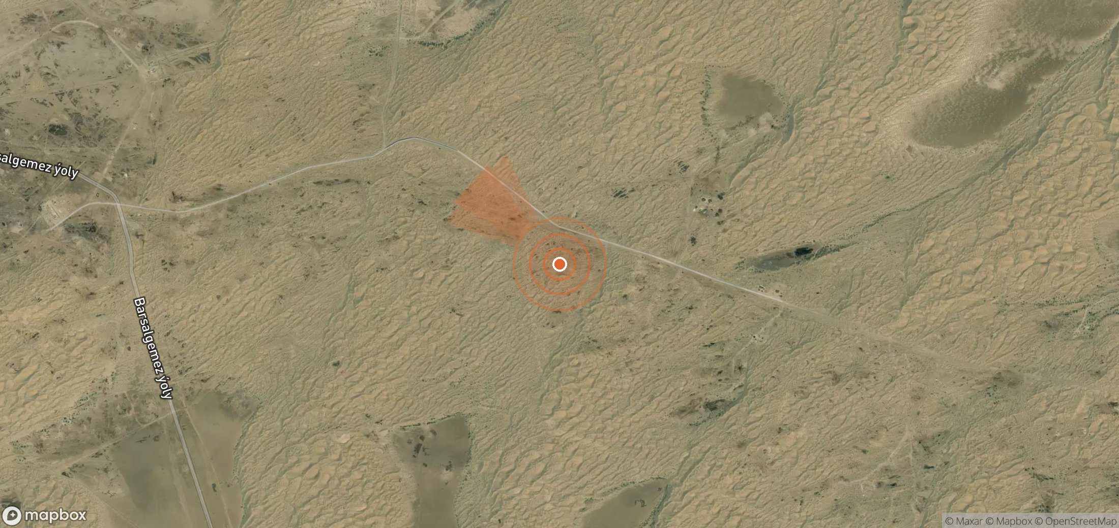 Satellite map of methane plume locations in Turkmenistan