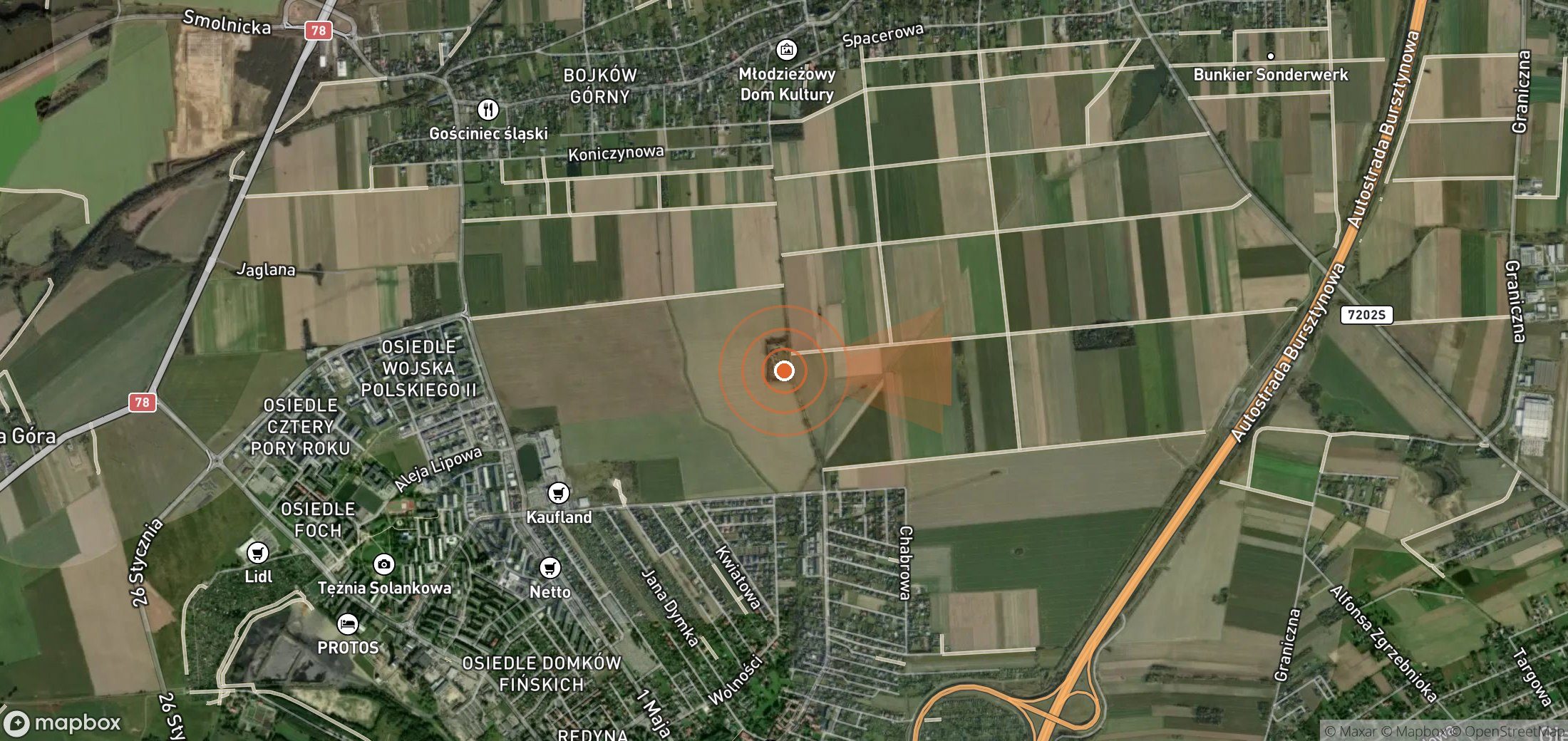 Satellite map of methane plume locations in Poland
