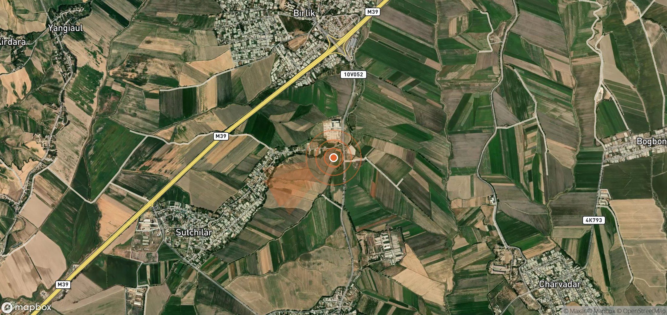 Satellite map of methane plume locations in Uzbekistan