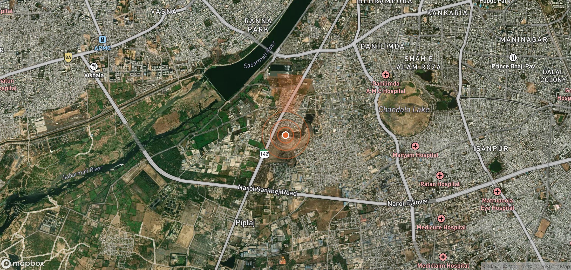 Mapa satelital de plumas de metano en India