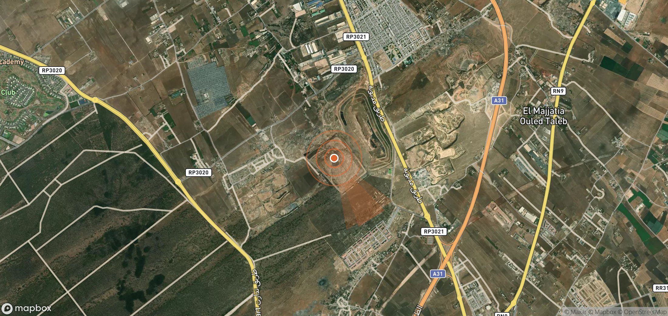 Satellite map of methane plume locations in Morocco