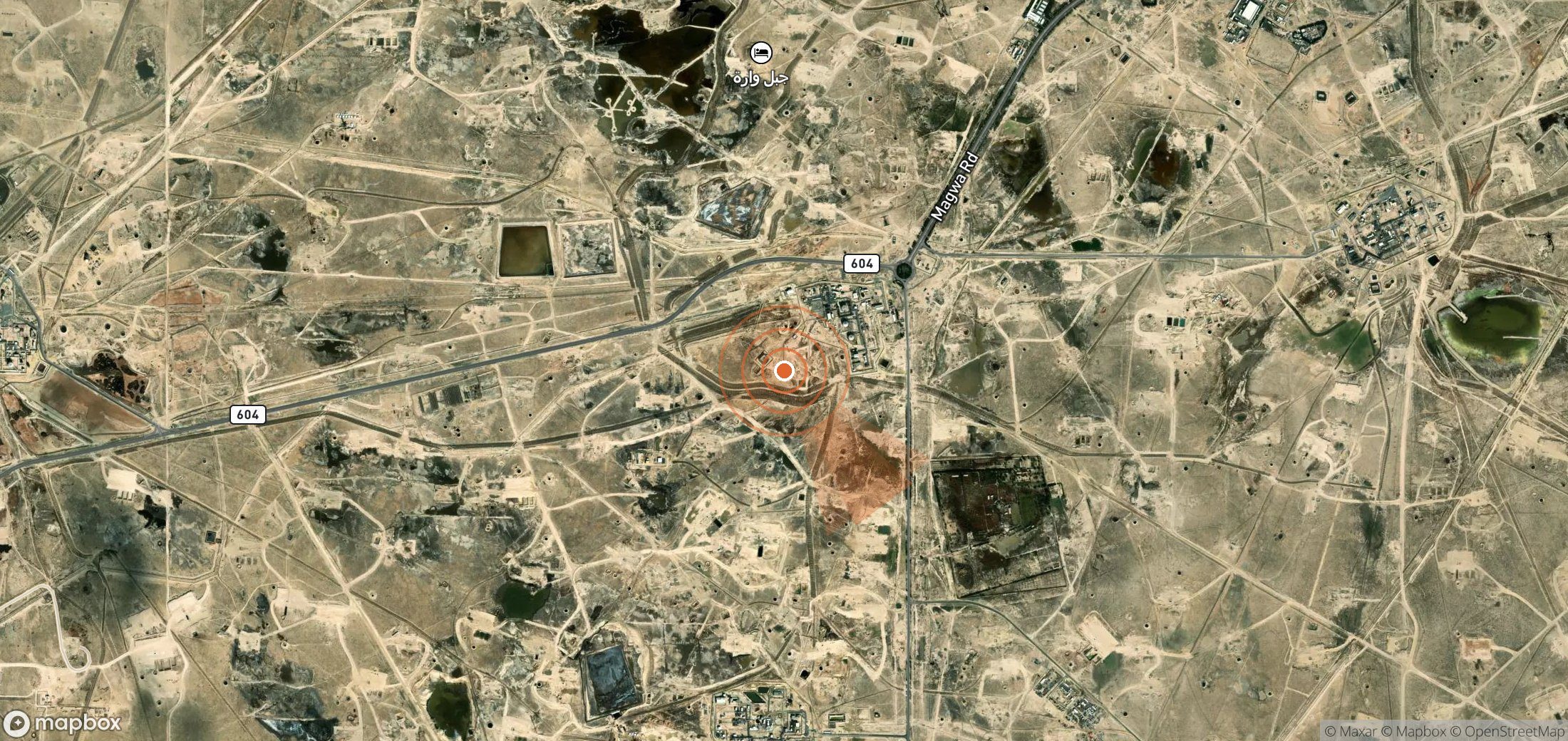 Mapa satelital de plumas de metano en Kuwait