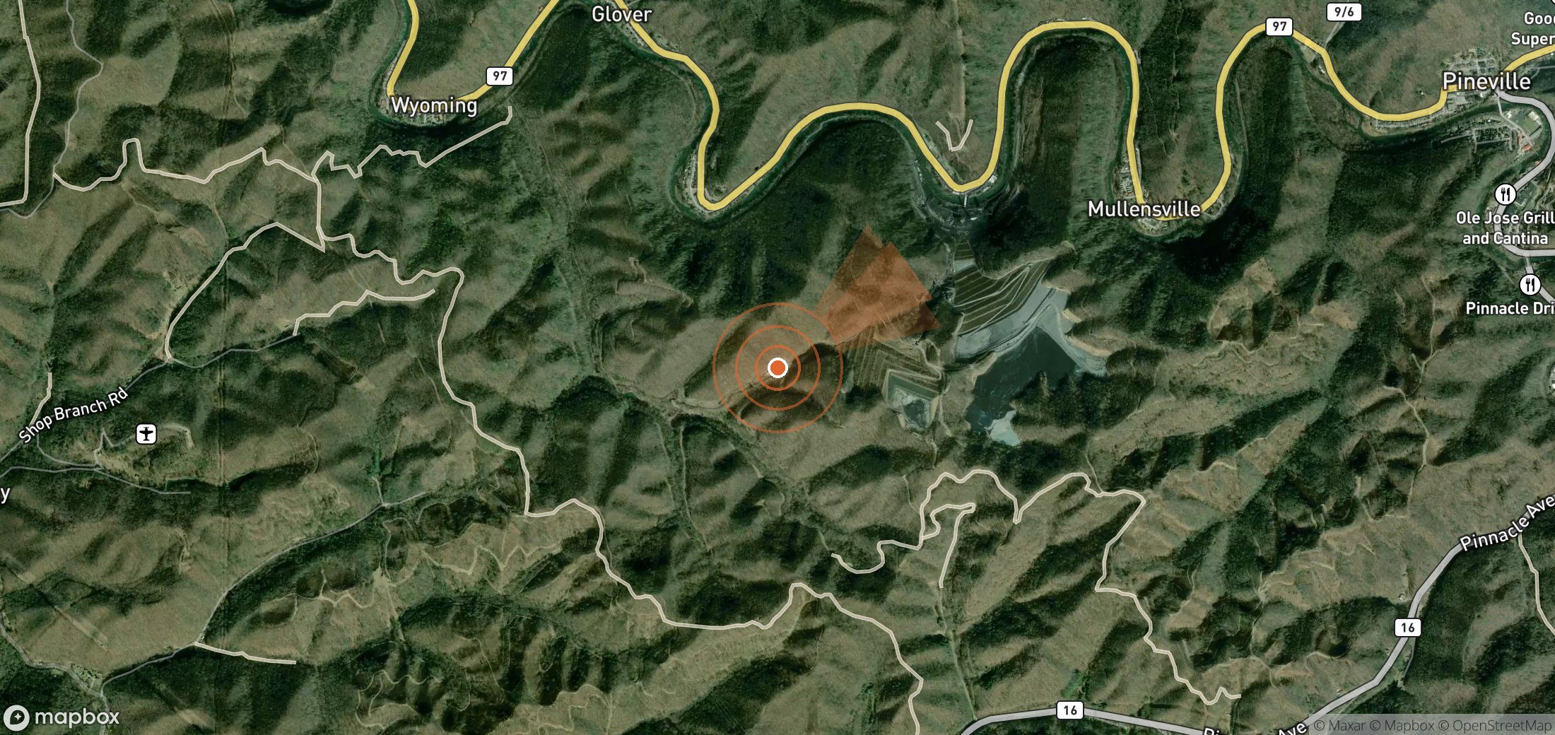 Satellite map of methane plume locations in United States