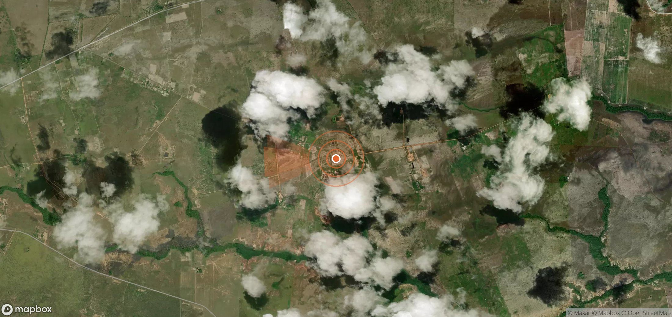 Satellite map of methane plume locations in Venezuela