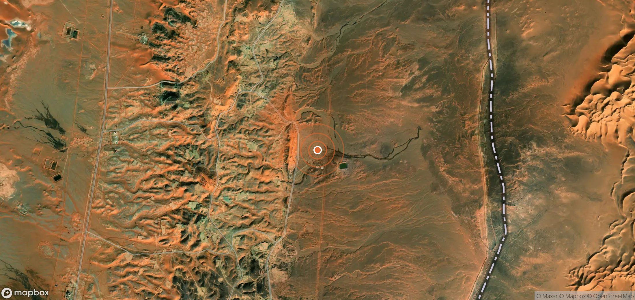Satellite map of methane plume locations in Algeria