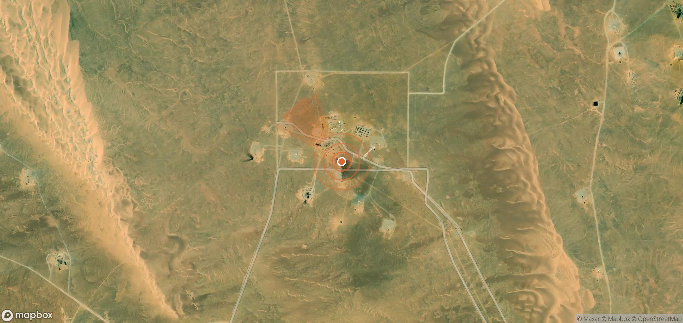 Satellite map of methane plume locations in Egypt
