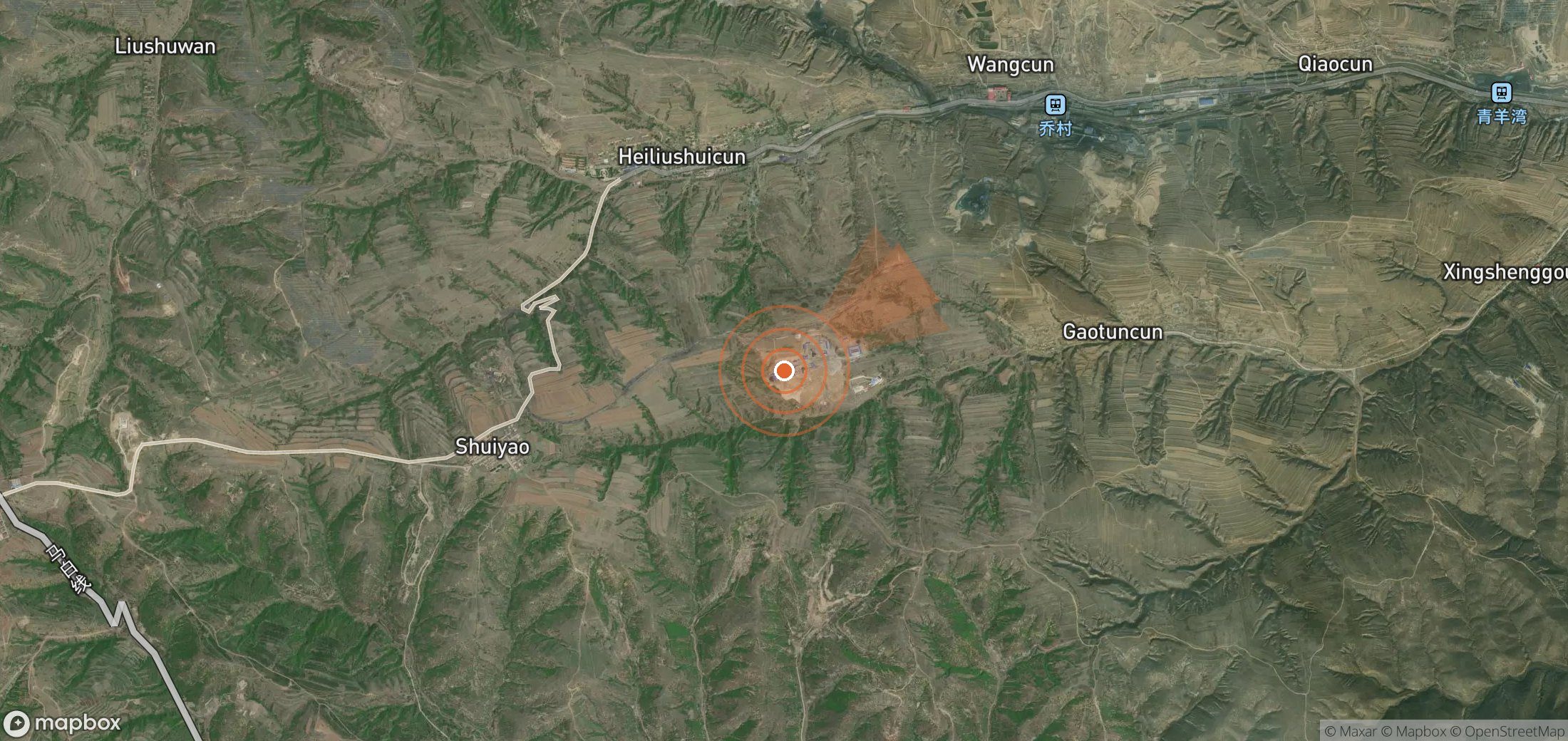 Satellite map of methane plume locations in China