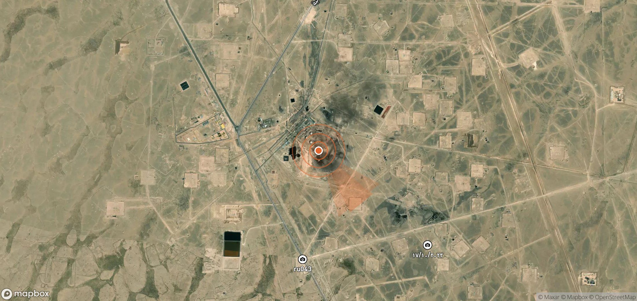 Mapa satelital de plumas de metano en Irak
