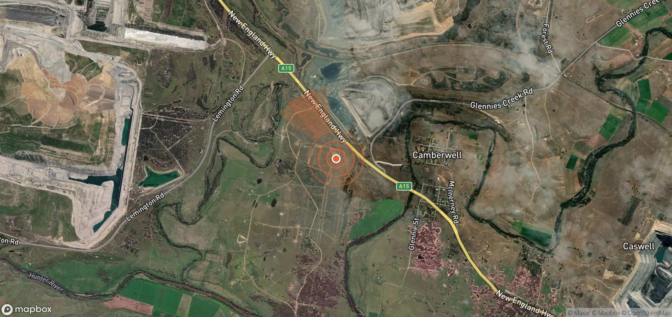Satellite map of methane plume locations in Australia