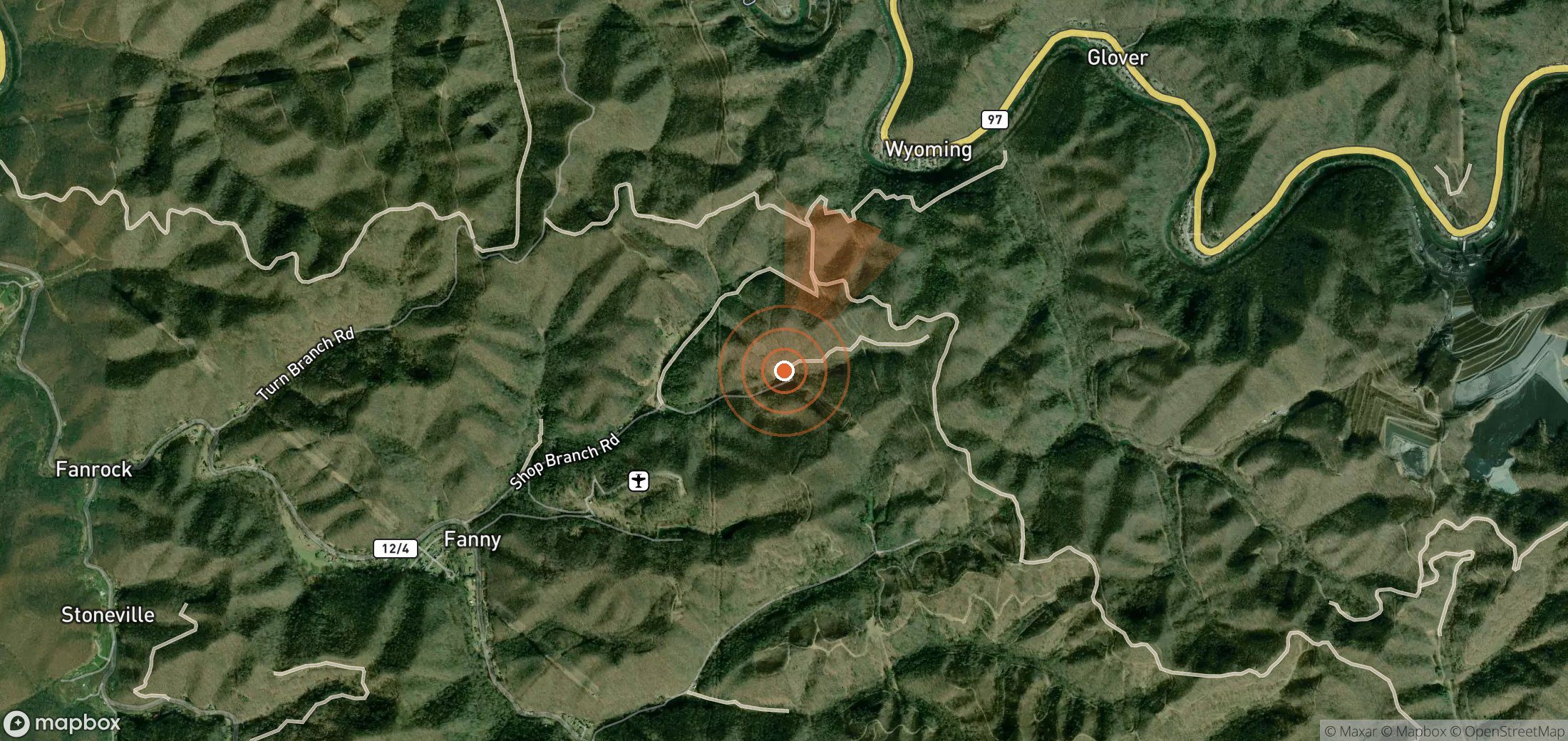 Satellite map of methane plume locations in United States