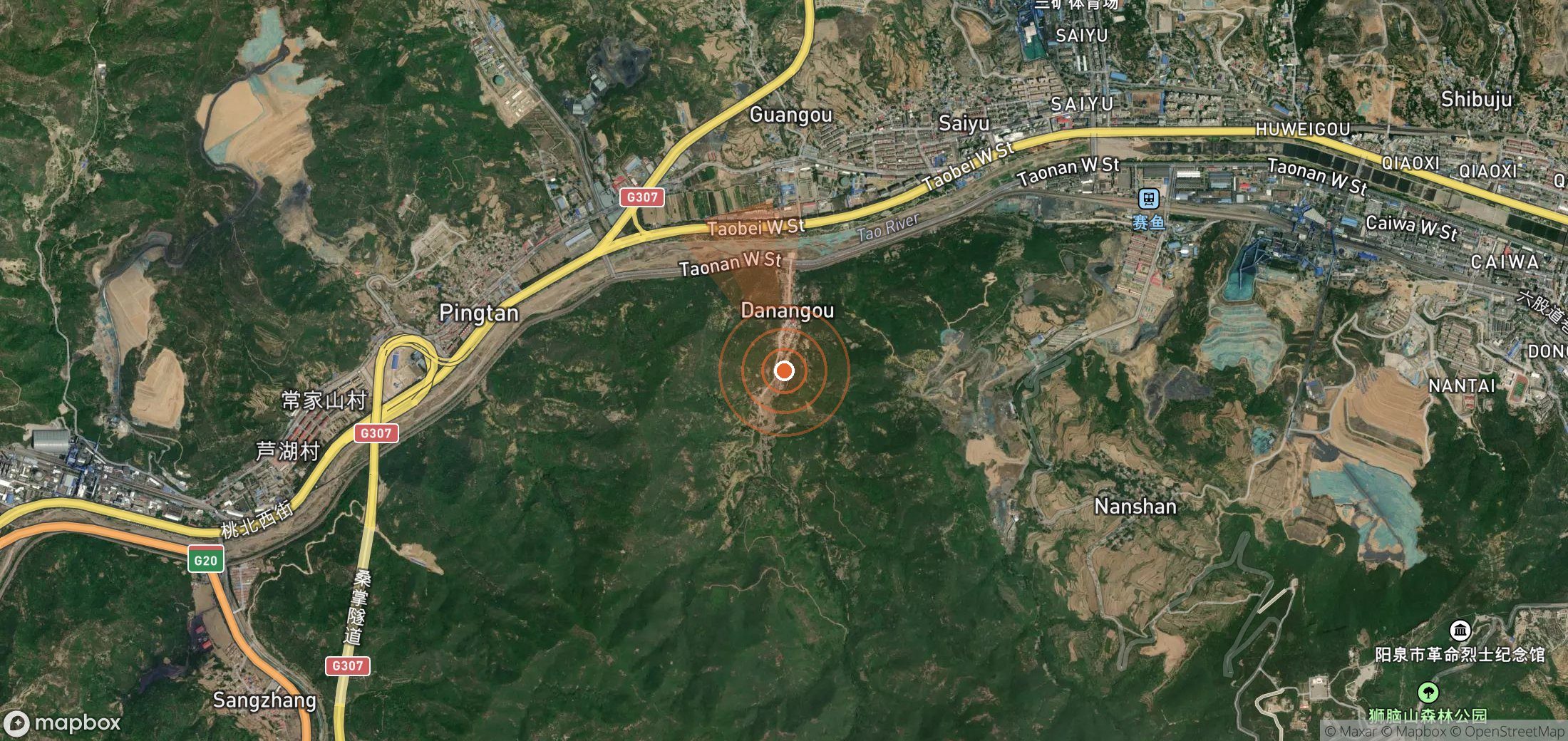 Satellite map of methane plume locations in China