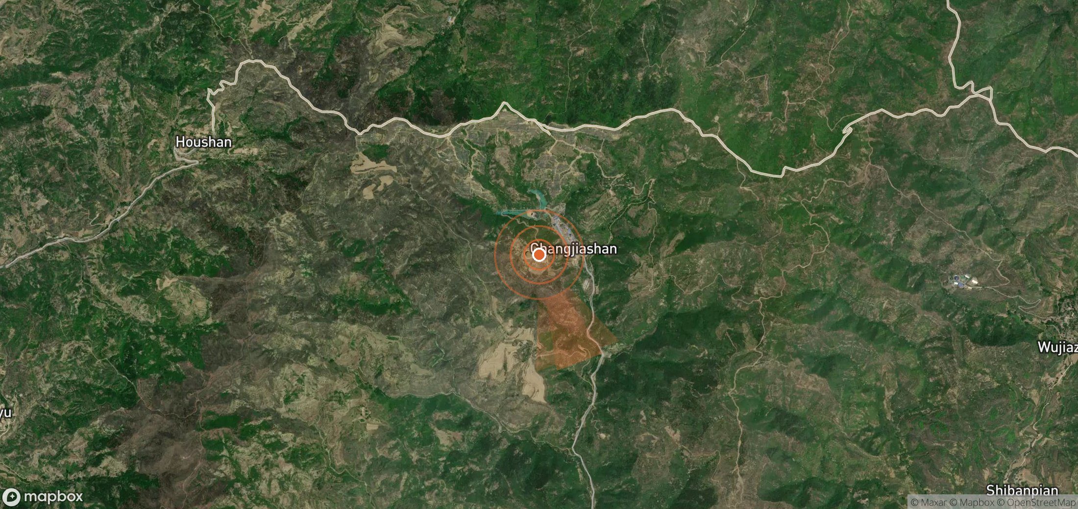 Satellite map of methane plume locations in China
