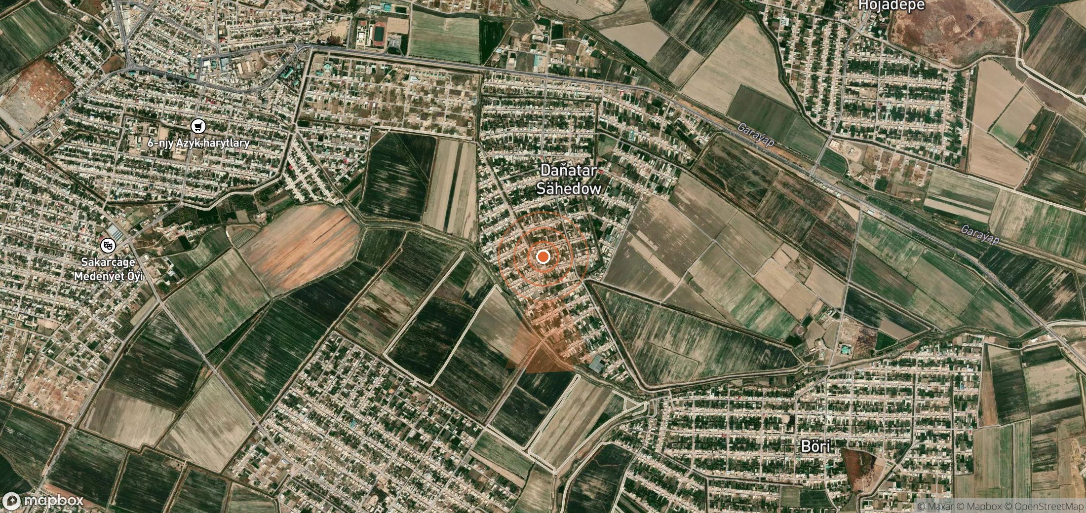 Satellite map of methane plume locations in Turkmenistan