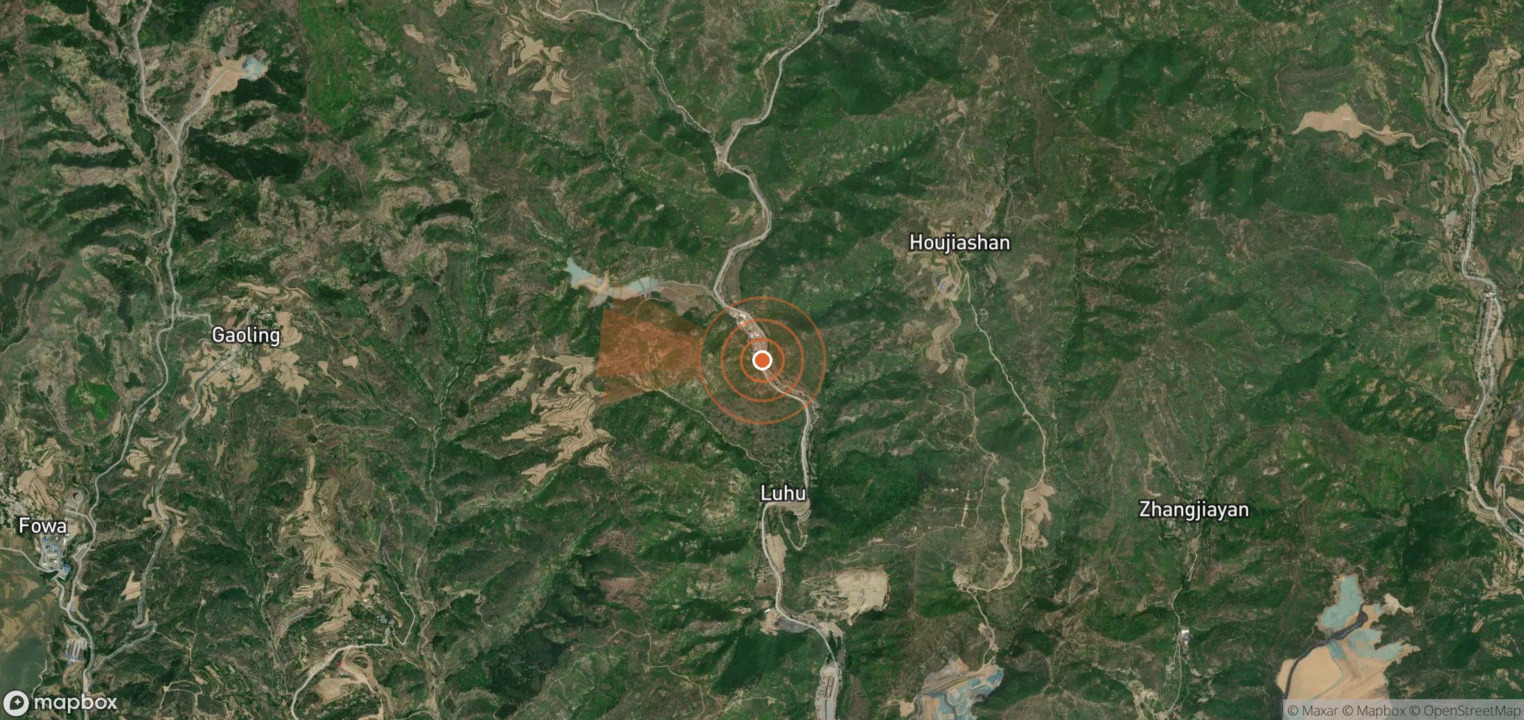 Satellite map of methane plume locations in China