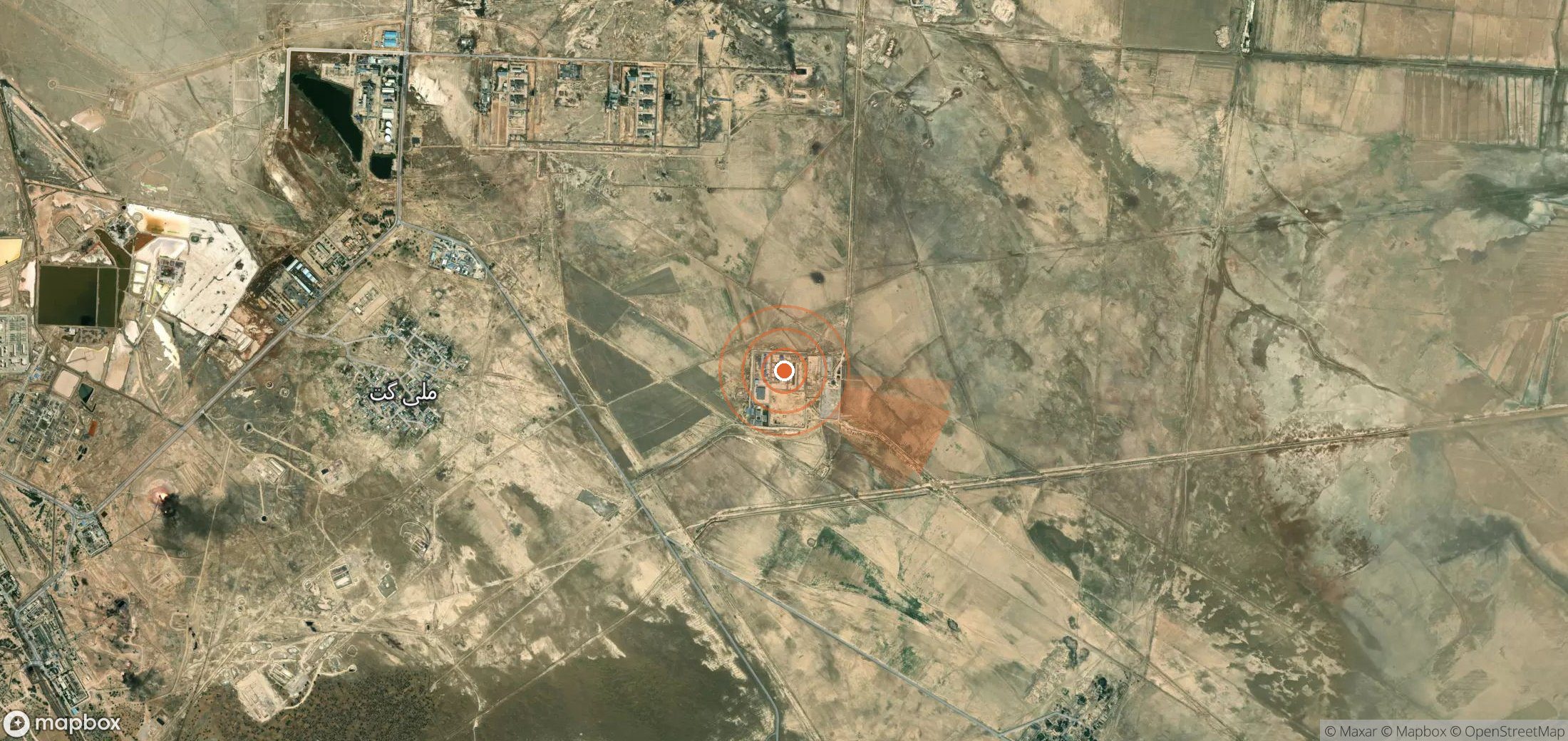 Satellite map of methane plume locations in Iran