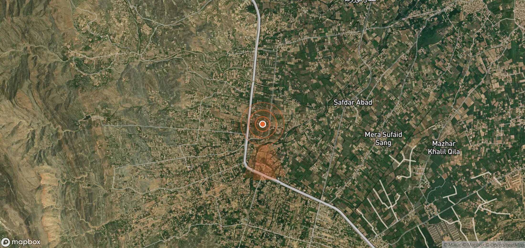 Satellite map of methane plume locations in Pakistan
