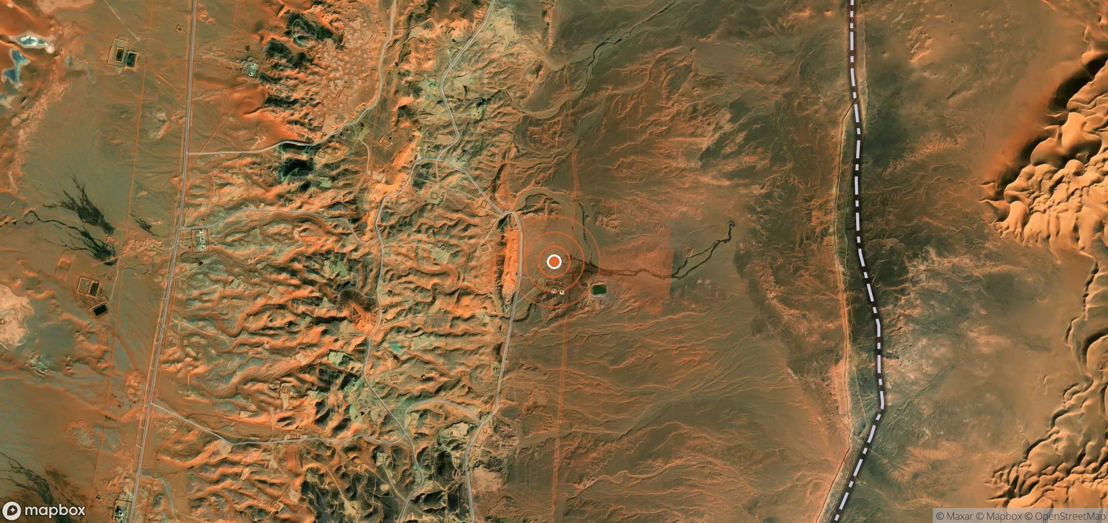 Satellite map of methane plume locations in Algeria