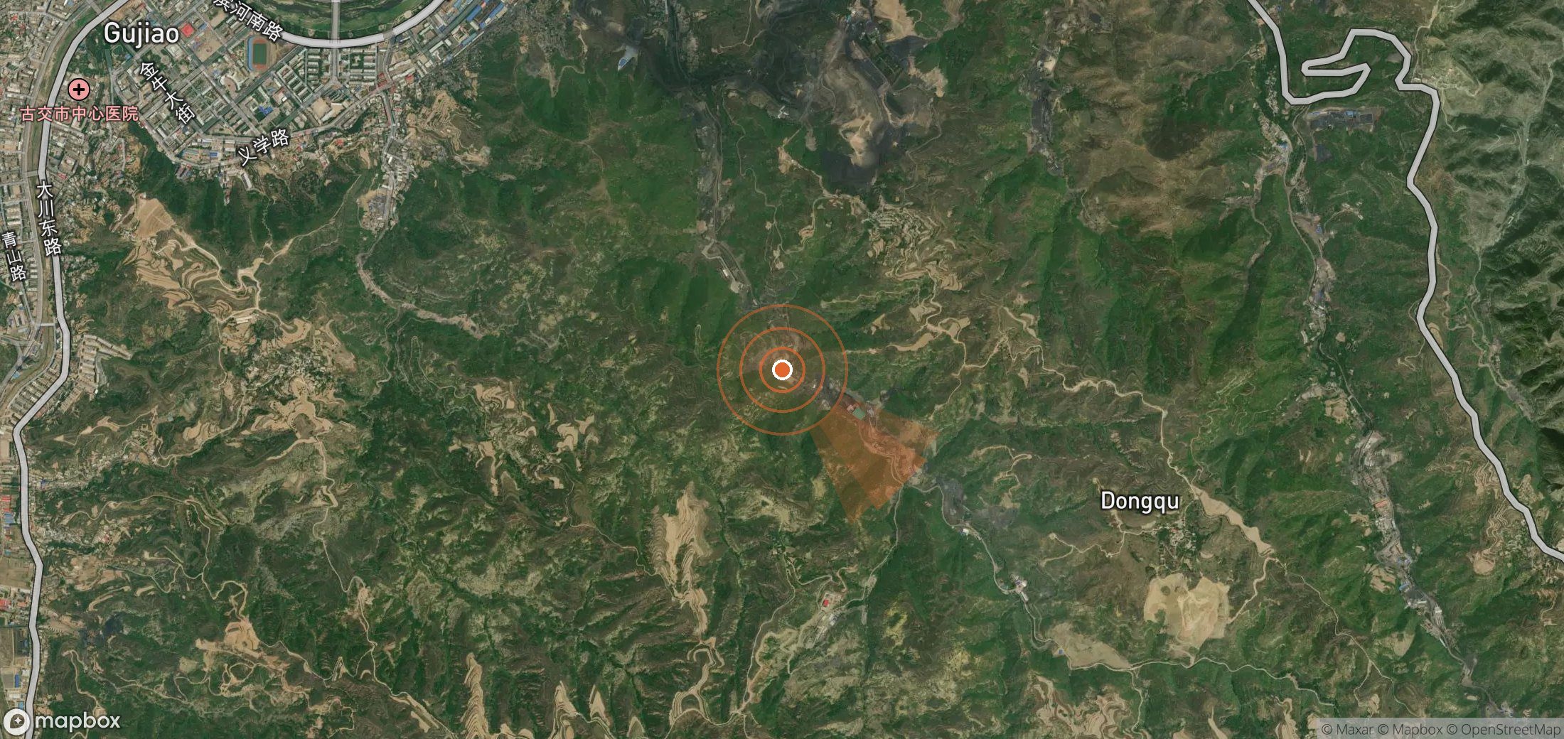 Satellite map of methane plume locations in China