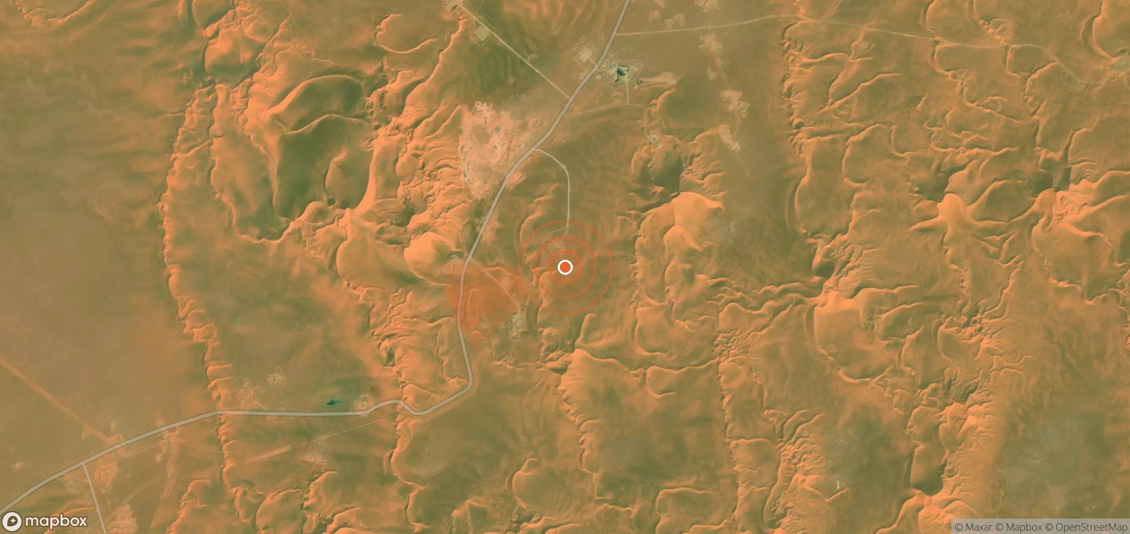Mapa satelital de plumas de metano en Argelia