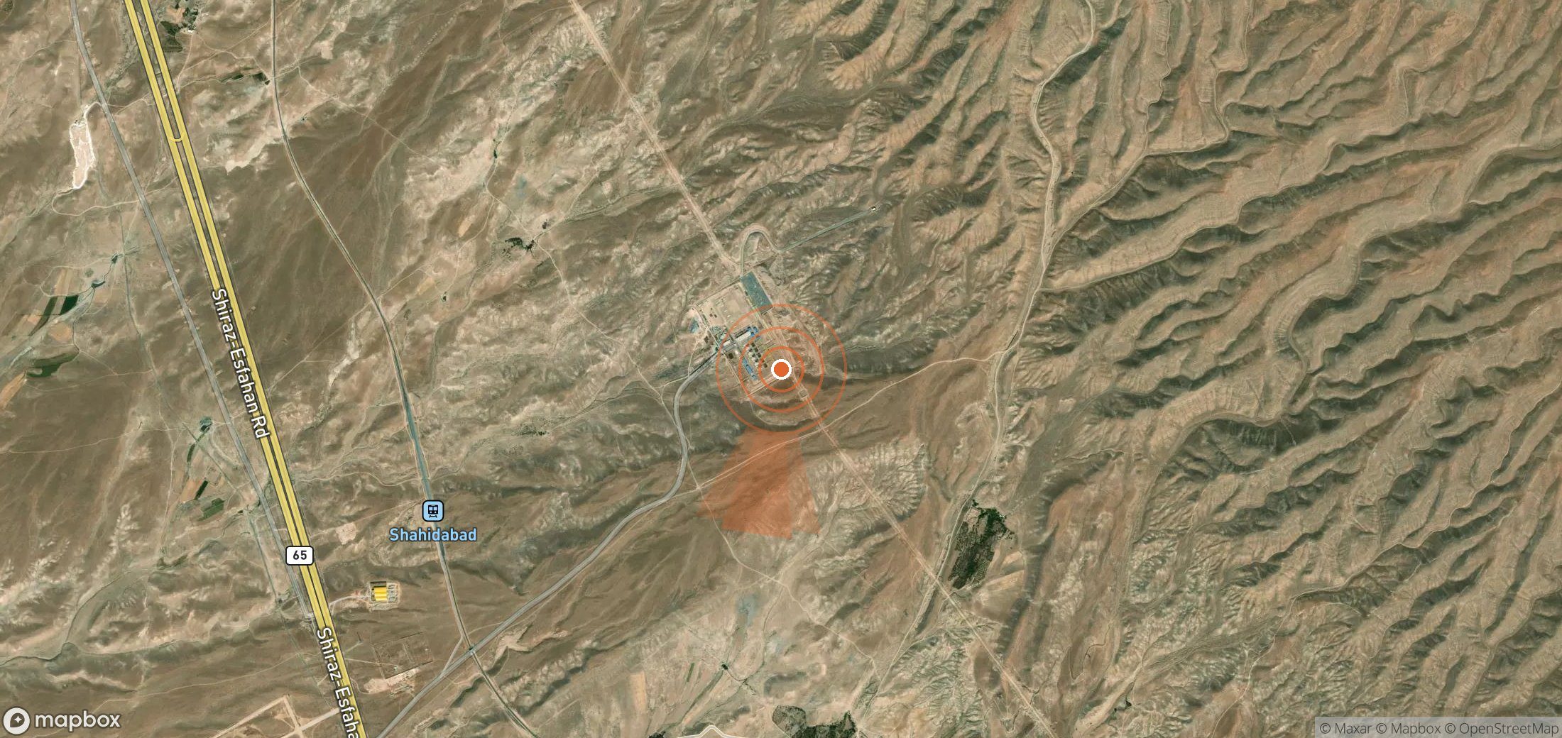 Mapa satelital de plumas de metano en Irán
