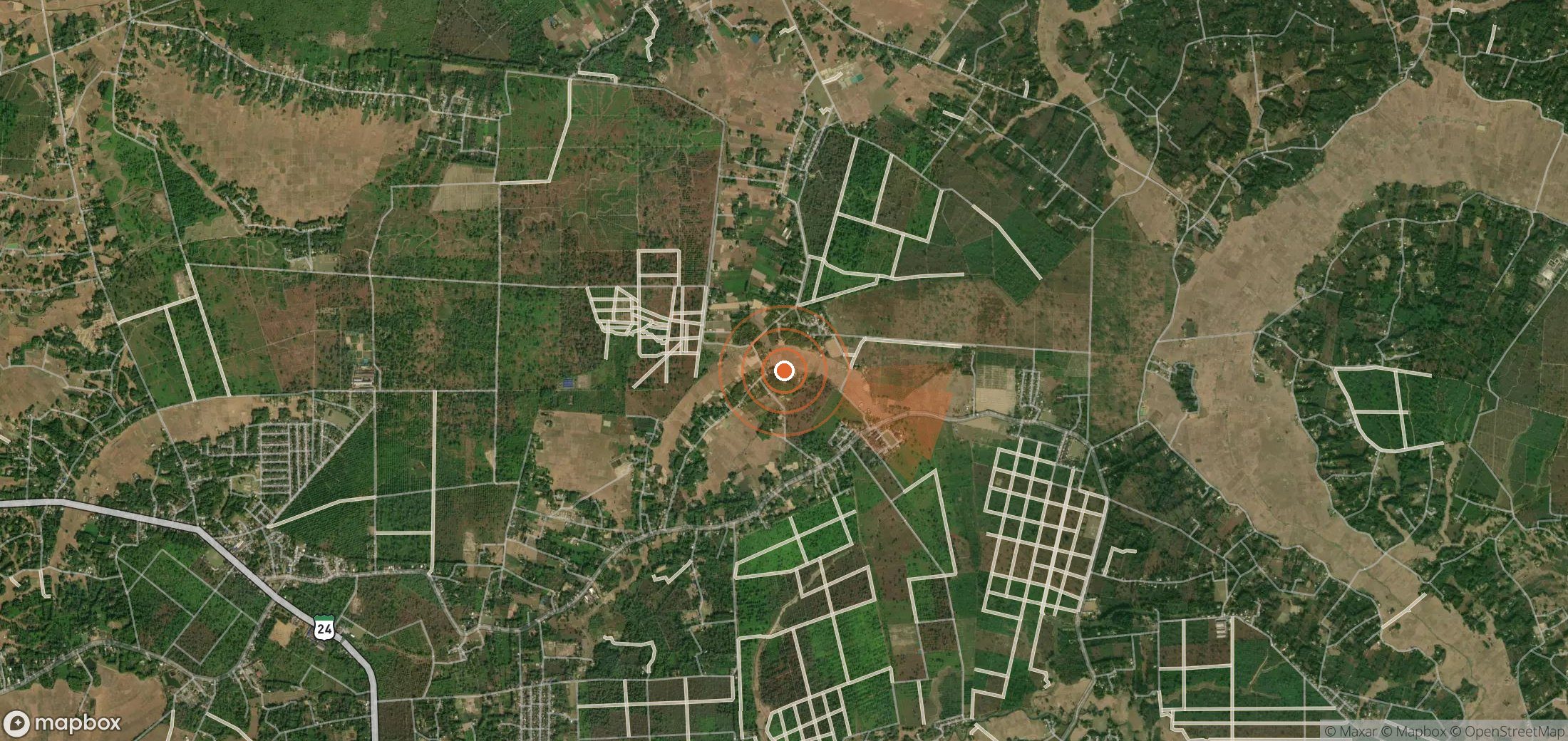 Satellite map of methane plume locations in India