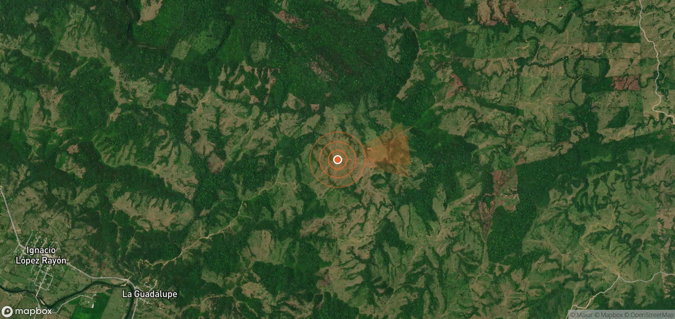 Satellite map of methane plume locations in Mexico