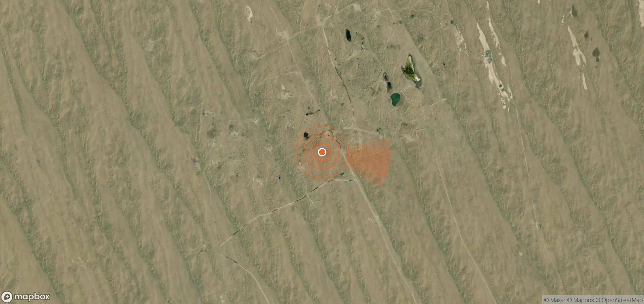 Mapa satelital de plumas de metano en Turkmenistán
