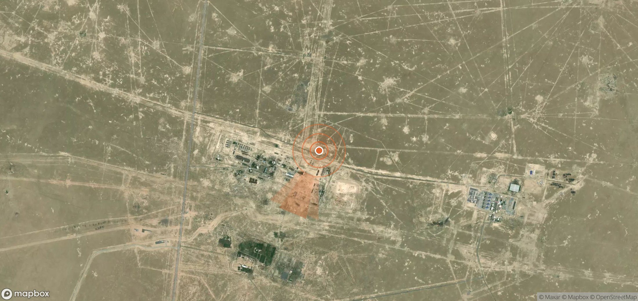 Satellite map of methane plume locations in Uzbekistan