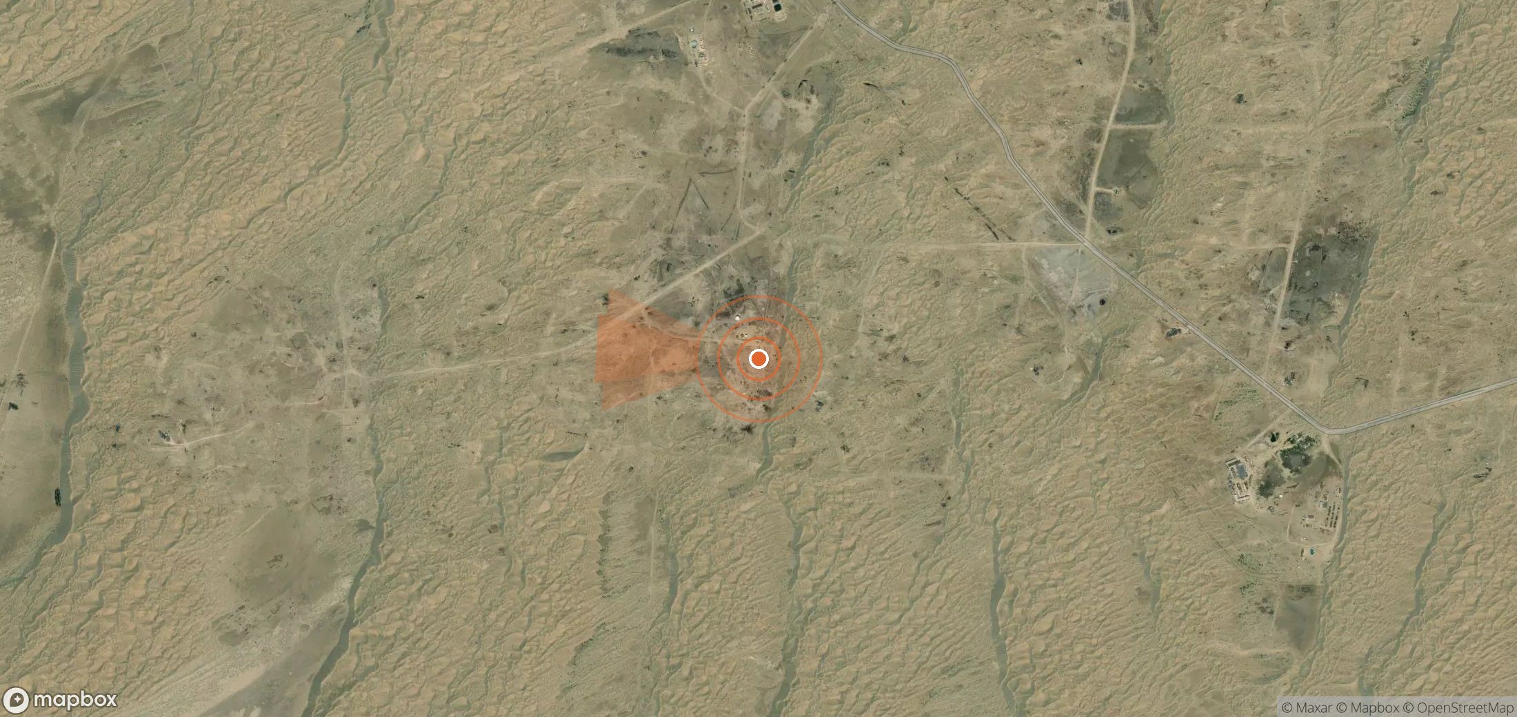 Mapa satelital de plumas de metano en Turkmenistán