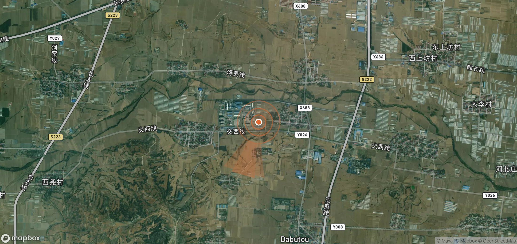 Mapa satelital de plumas de metano en China