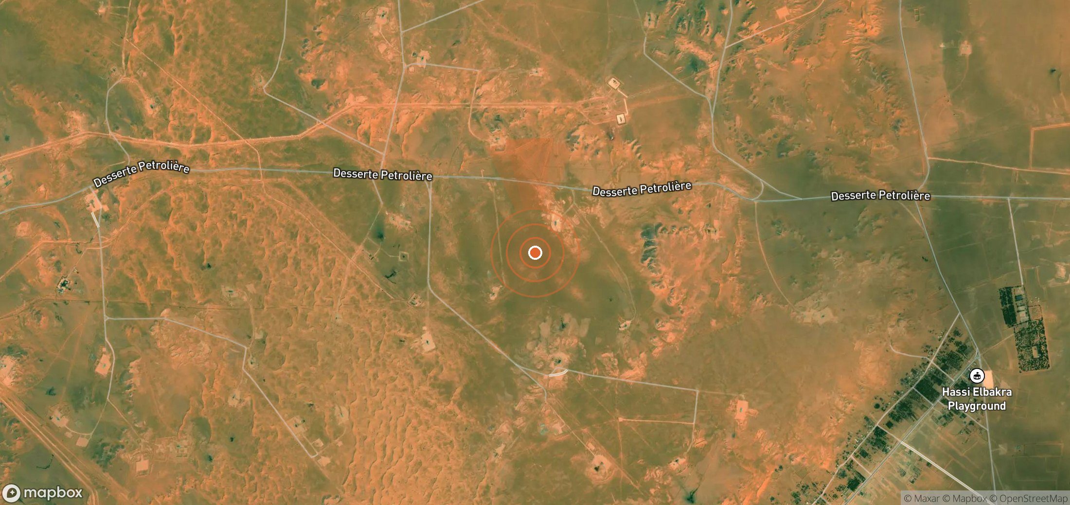 Satellite map of methane plume locations in Algeria