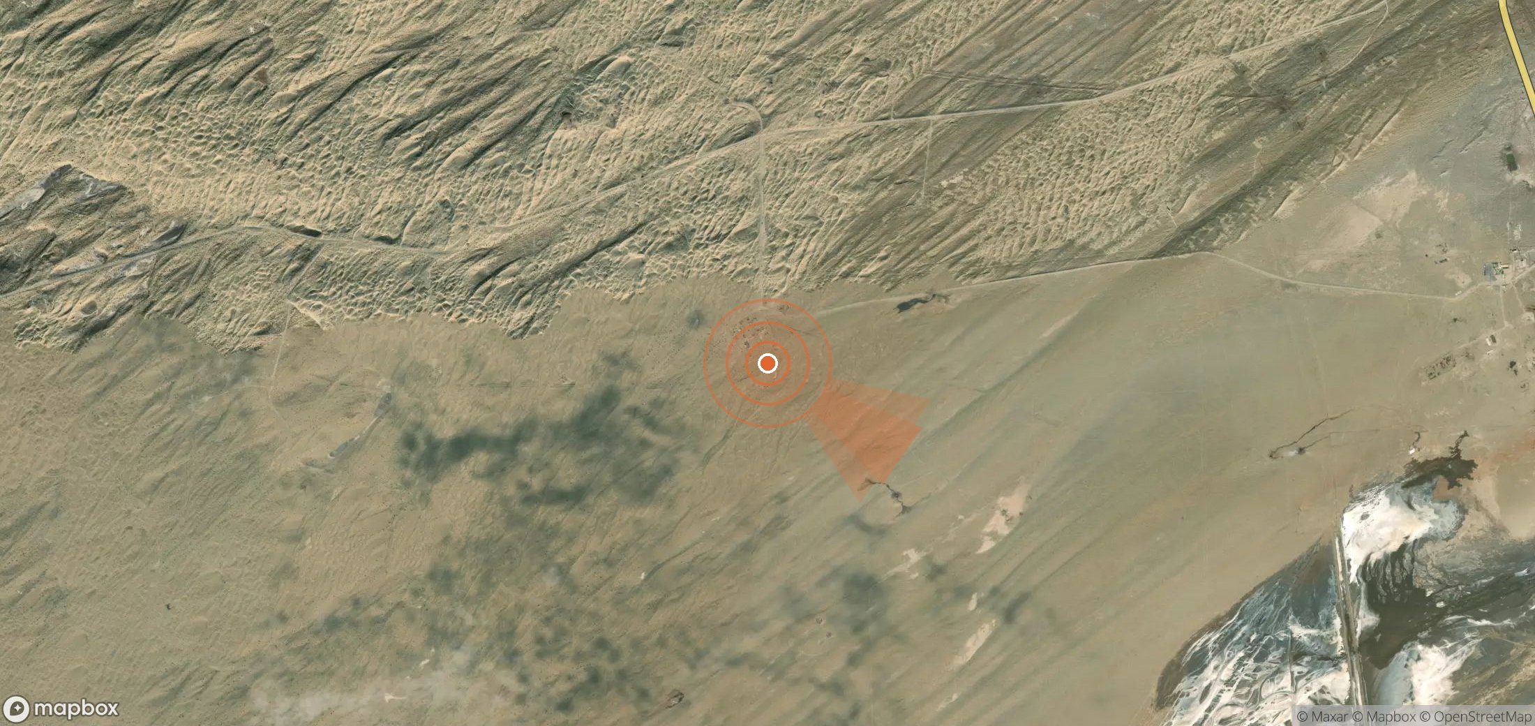 Satellite map of methane plume locations in Turkmenistan