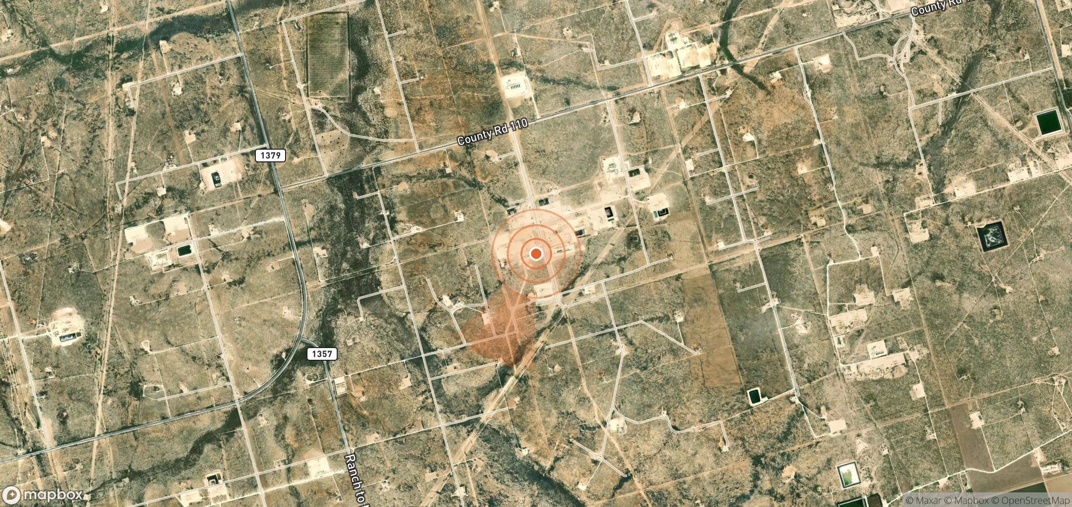 Satellite map of methane plume locations in United States