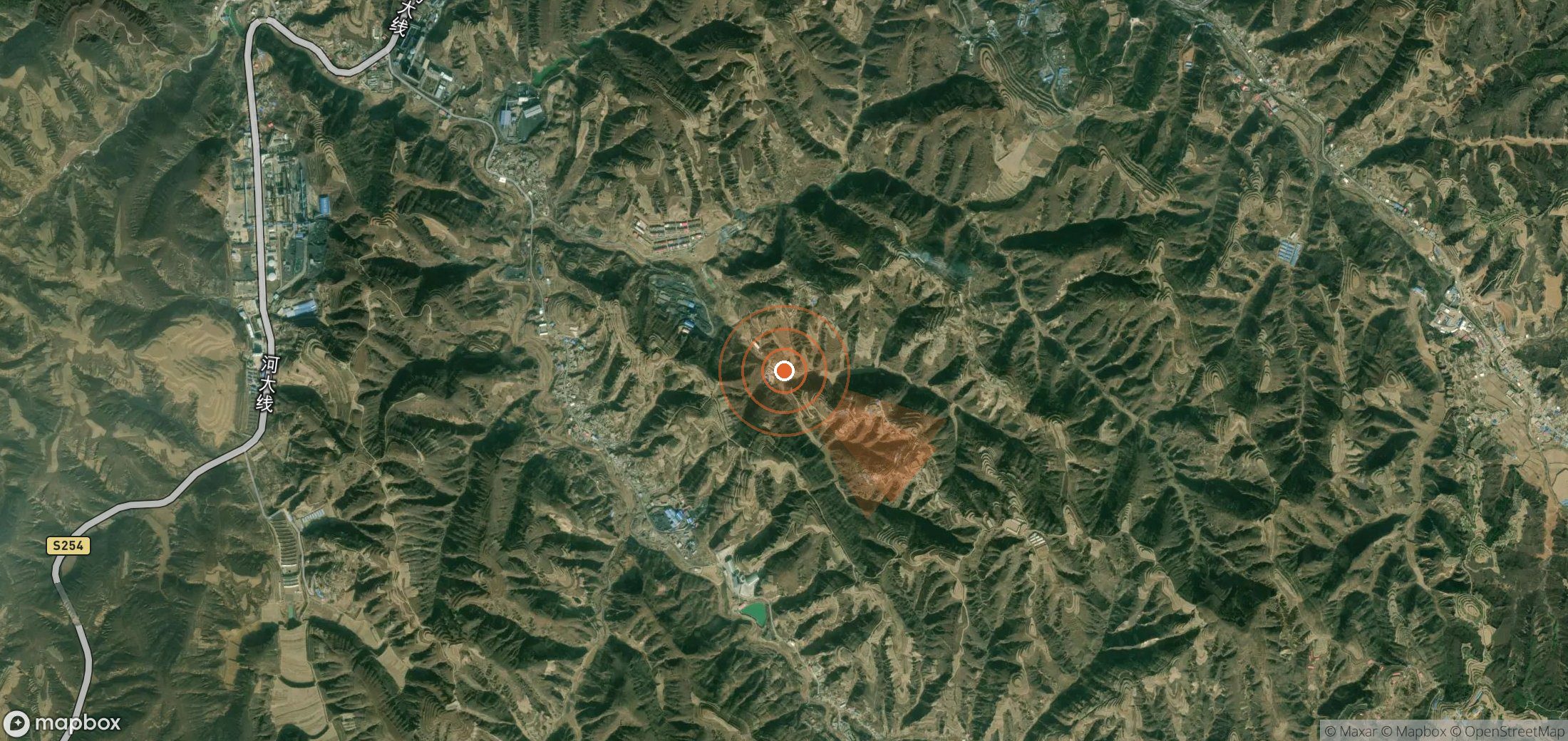 Satellite map of methane plume locations in China