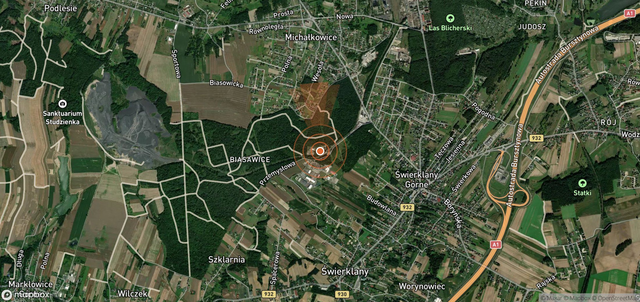 Mapa satelital de plumas de metano en Polonia
