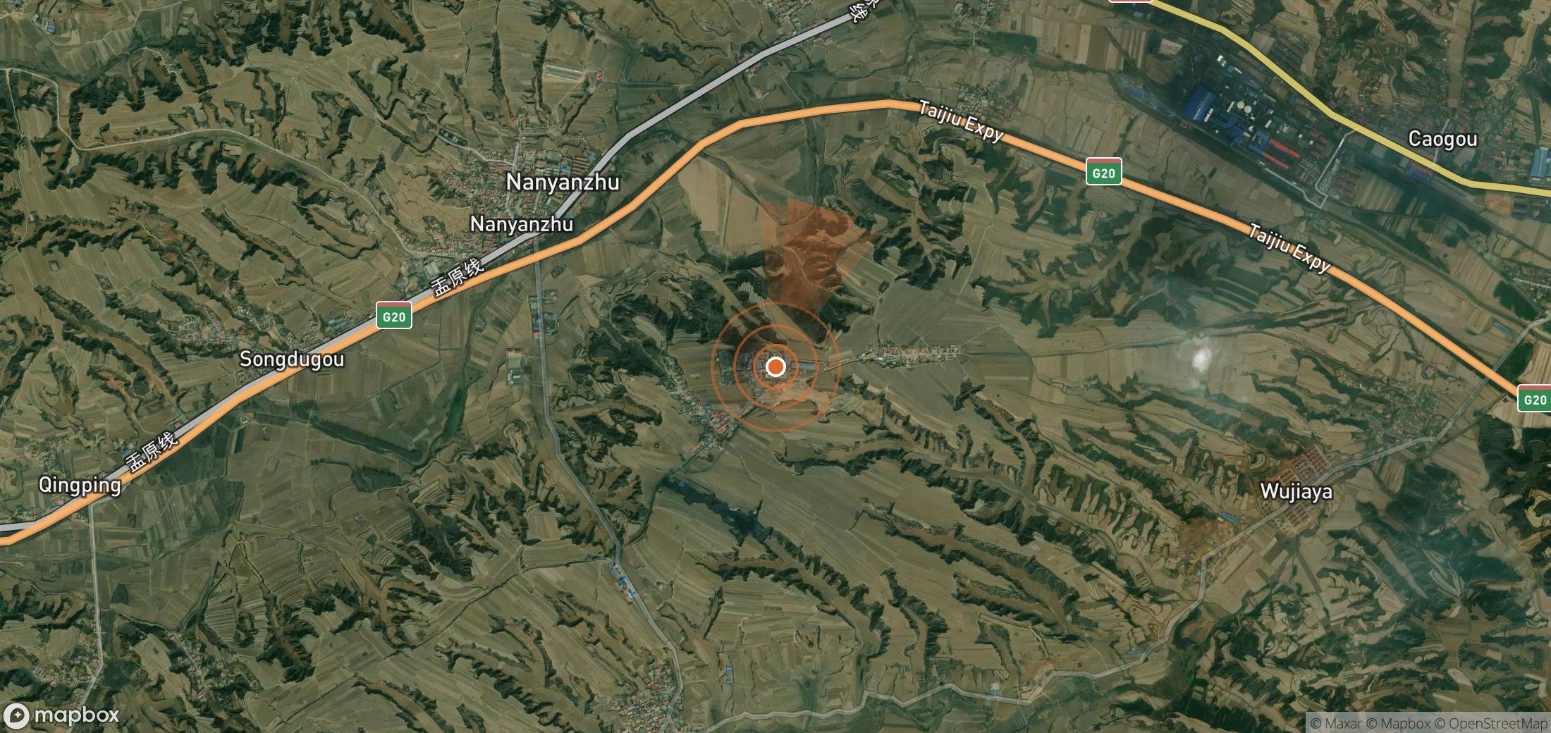 Satellite map of methane plume locations in China