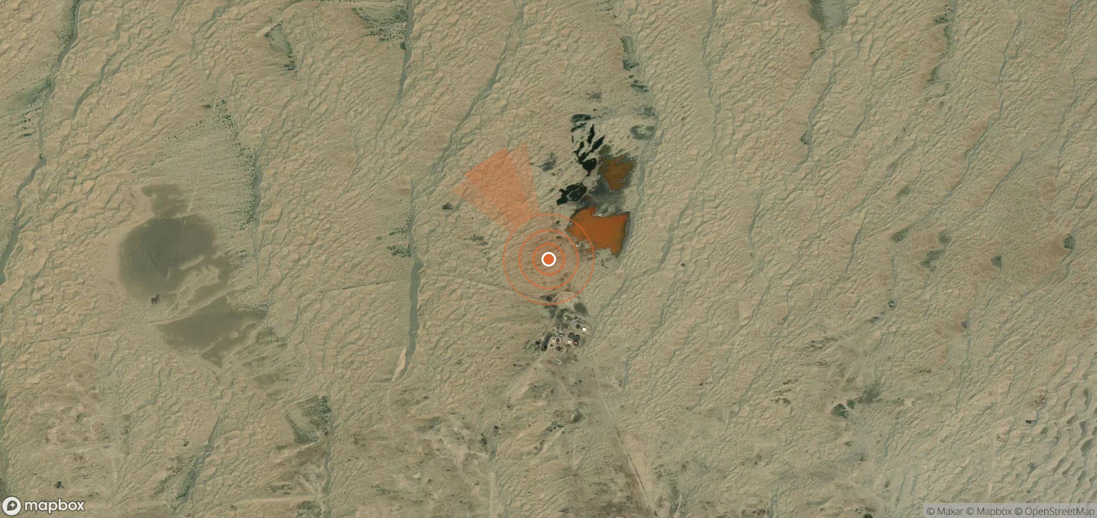 Mapa satelital de plumas de metano en Turkmenistán