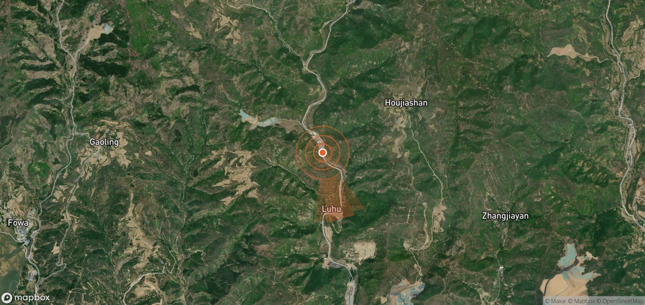 Satellite map of methane plume locations in China