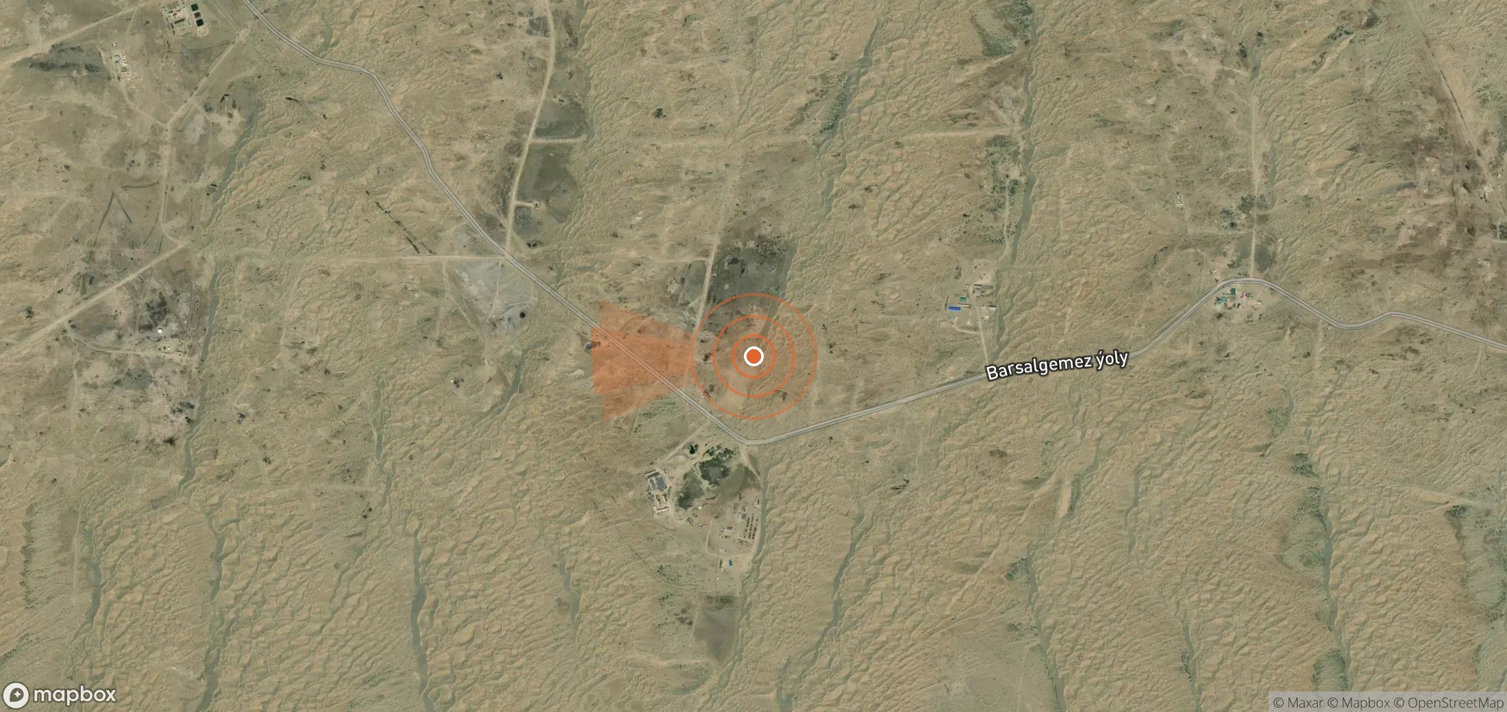 Mapa satelital de plumas de metano en Turkmenistán