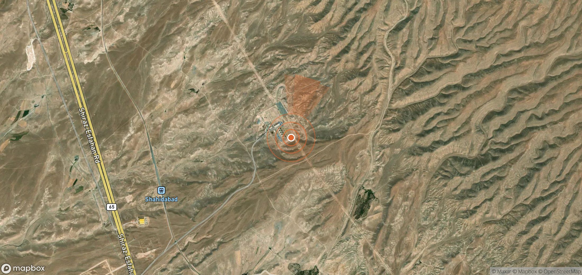 Satellite map of methane plume locations in Iran